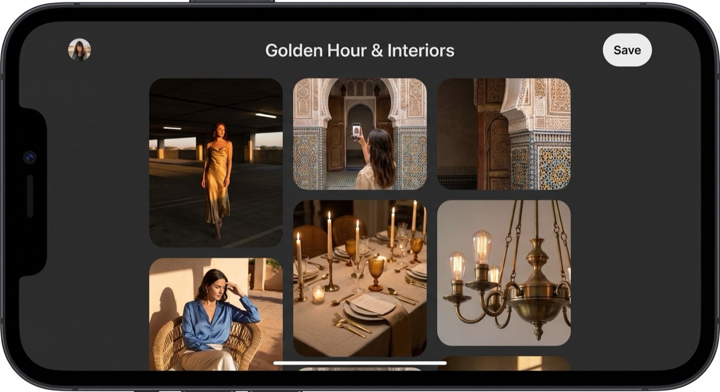 Mood board with lifestyle and fashion inspiration photos