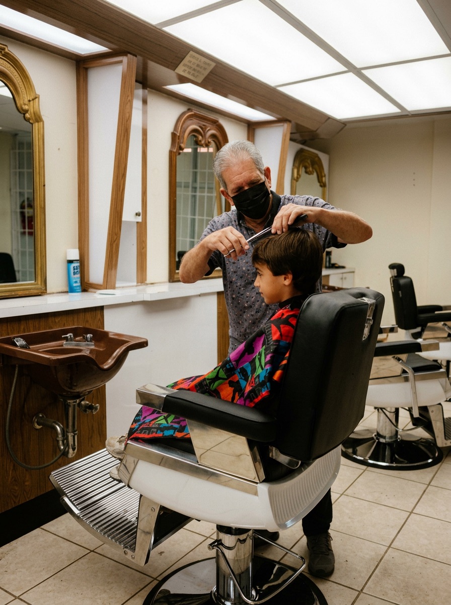 Barbero veterano trabajando