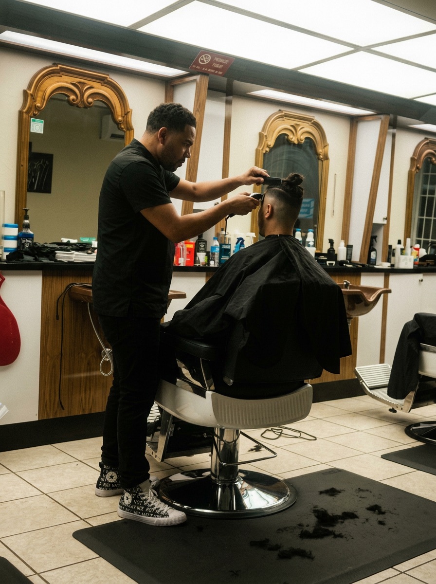 Barbero joven en acción